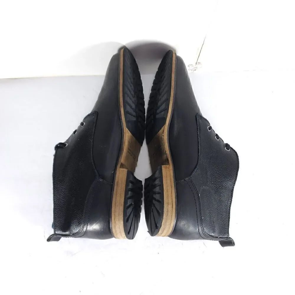 Andrew Marc Men's Nykanel US 11 Black Leather Lace-Up Ankle Chukka Boots - Picture 12 of 14